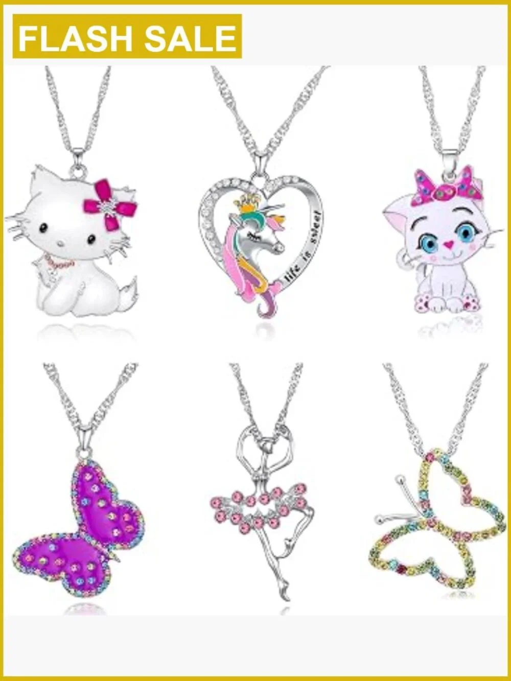 Adorable Pastel Crystal Necklace Set for Girls - Unicorn Fairy Gifts
